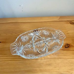Vintage EAPC Anchor Hocking Clear Glass Relish Dish Divided Plate Trinket Holder